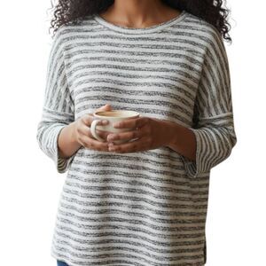 LOU & GREY WHITE & GRAY STRIPE SWEATER SZ.S EUC.